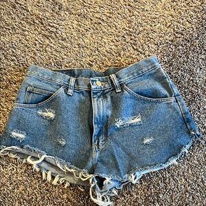 Wrangler Hero Originals Blue Distressed Cut-Off Jean Shorts